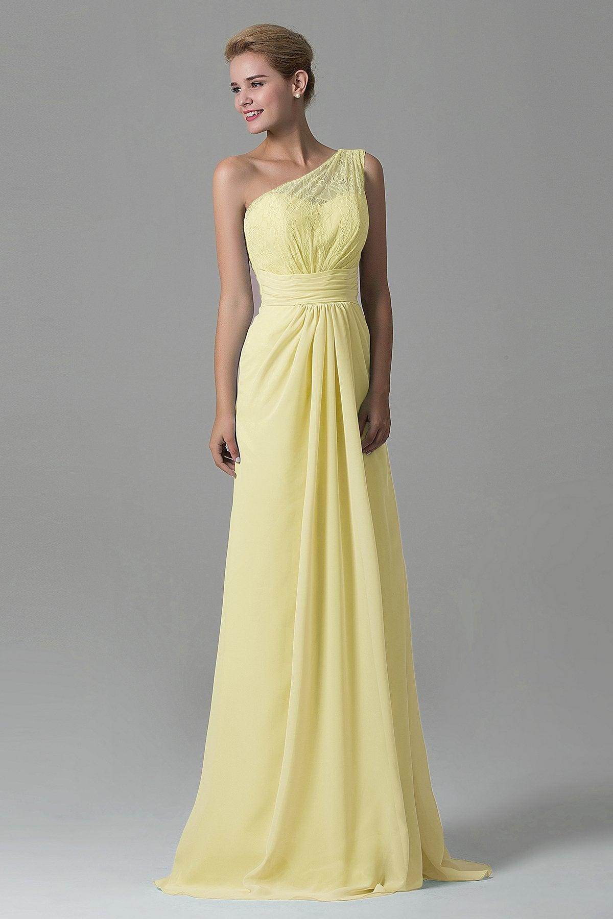 Sheath Sweep Train Lace/Chiffon Bridesmaid Dress COZK16004 - COCOMELODY